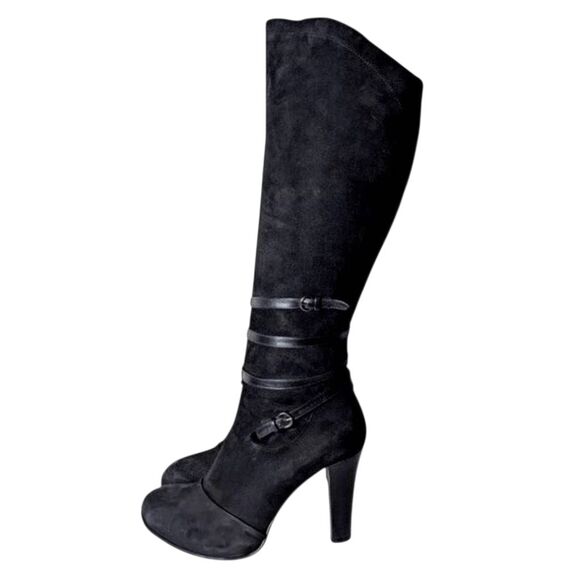 BRUNO MAGLI Black Suede Buckled Over The Knee Boot Size 40 (US Size 10) - Picture 2 of 8